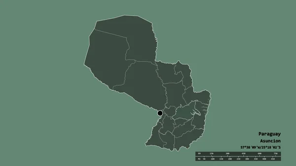 Forma Desnaturalizada Paraguay Con Capital Principal División Regional Zona Separada —  Fotos de Stock