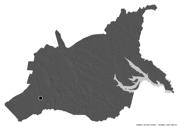 Tvar Caaguazu Oddělení Paraguaye Hlavním Městem Izolovaným Bílém Pozadí Mapa — Stock fotografie