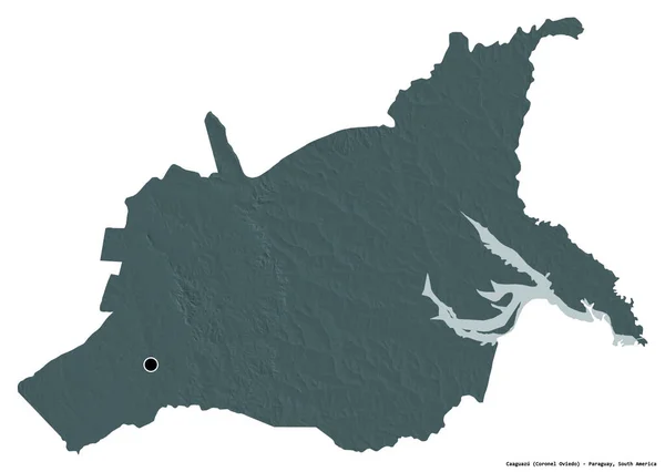Форма Каагуасу Департамент Парагвая Столицей Изолированной Белом Фоне Цветная Карта — стоковое фото