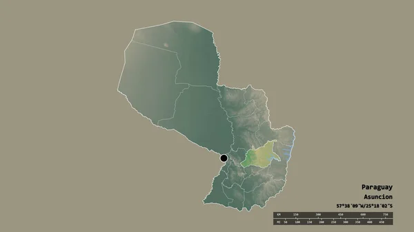 Vyprahlý Tvar Paraguaye Hlavním Městem Hlavní Regionální Divizí Oddělenou Oblastí — Stock fotografie