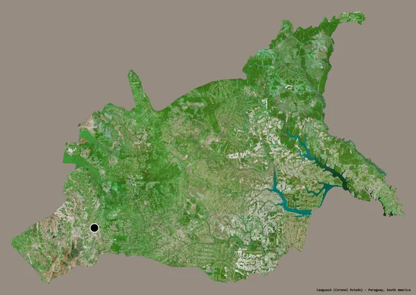 巴拉圭省卡瓜苏的形状 其首都以纯色背景隔离 卫星图像 3D渲染 — 图库照片