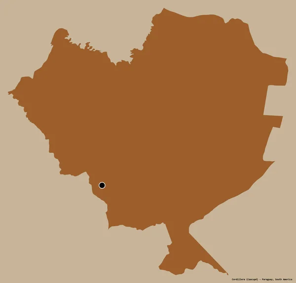 巴拉圭科迪勒拉省的形状 其首都以纯色背景隔离 图形纹理的组成 3D渲染 — 图库照片