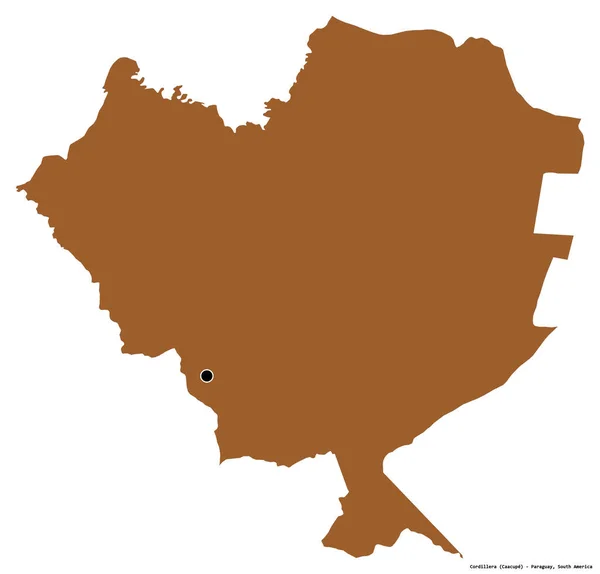 巴拉圭科迪勒拉省的形状 其首都被白色背景隔离 图形纹理的组成 3D渲染 — 图库照片
