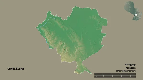 Σχήμα Της Cordillera Διαμέρισμα Της Παραγουάης Κεφάλαιό Της Απομονωμένο Στέρεο — Φωτογραφία Αρχείου