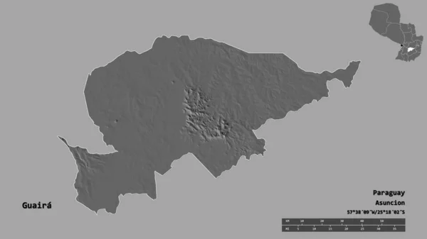 Forma Guaira Departamento Paraguay Con Capital Aislada Sobre Fondo Sólido — Foto de Stock
