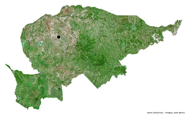パラグアイ科のグアイラの形で その首都は白い背景に孤立しています 衛星画像 3Dレンダリング — ストック写真