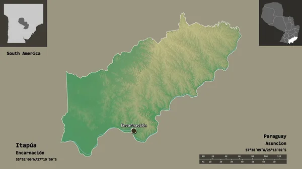 Forme Itapua Département Paraguay Capitale Échelle Distance Aperçus Étiquettes Carte — Photo