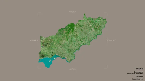 巴拉圭省Itapua地区 在一个地理参照框的坚实背景上被隔离 卫星图像 3D渲染 — 图库照片
