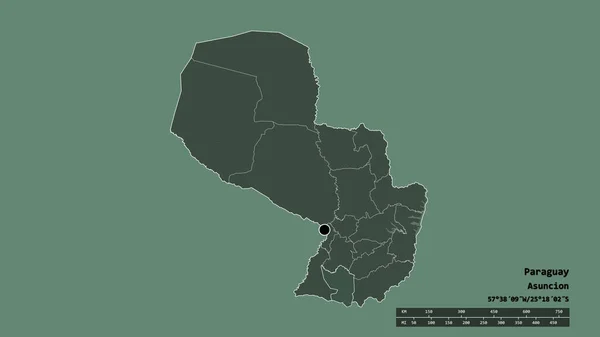 Forma Desnaturalizada Paraguay Con Capital Principal División Regional Área Separada —  Fotos de Stock