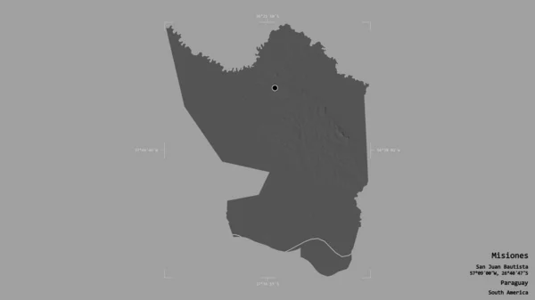 Район Мисьонес Департамент Парагвая Изолирован Твёрдом Фоне Геометрической Коробке Метки — стоковое фото