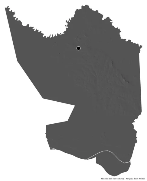 Tvar Misionářů Oddělení Paraguaye Hlavním Městem Izolovaným Bílém Pozadí Mapa — Stock fotografie