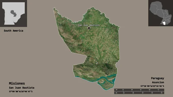 Form Von Misiones Departement Von Paraguay Und Seiner Hauptstadt Entfernungsskala — Stockfoto