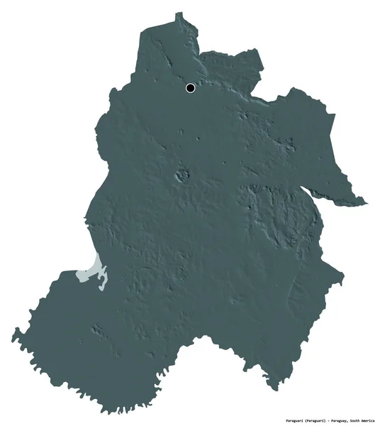 巴拉圭省巴拉圭人的形状 首都被白色背景隔离 彩色高程图 3D渲染 — 图库照片