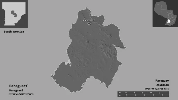 Форма Парагваю Департамент Парагвай Його Столиця Масштаб Відстаней Превью Етикетки — стокове фото