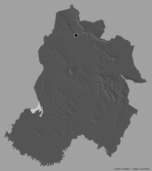 Forma Paraguari Departamento Paraguay Con Capital Aislada Sobre Fondo Color — Foto de Stock