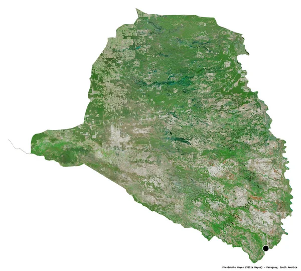 巴拉圭省总统海耶斯的形象 首都被白色背景隔离 卫星图像 3D渲染 — 图库照片