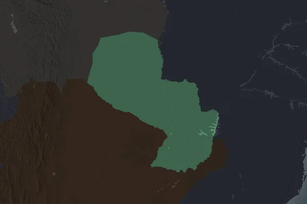Форма Парагвая Отделена Опреснением Соседних Районов Цветная Карта Высоты Рендеринг — стоковое фото