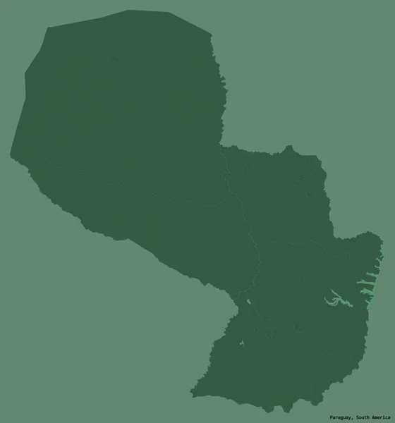 Tvar Paraguaye Hlavním Městem Izolovaným Pevném Barevném Pozadí Barevná Mapa — Stock fotografie