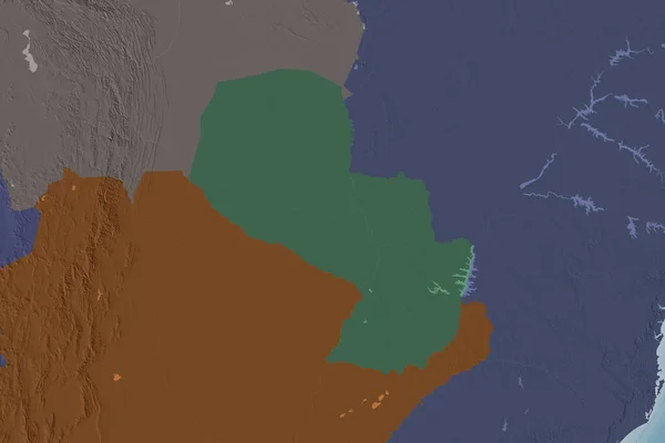 Extended Area Paraguay Colored Elevation Map Rendering — Stock Photo, Image