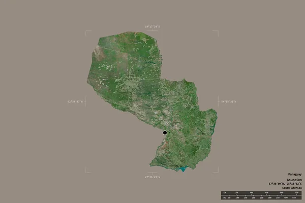 Área Paraguay Aislada Sobre Fondo Sólido Una Caja Delimitadora Georeferenciada —  Fotos de Stock