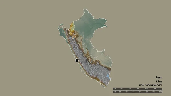 Başkenti Ana Bölgesel Bölümü Ayrılmış Amazon Bölgesiyle Peru Nun Deforme — Stok fotoğraf