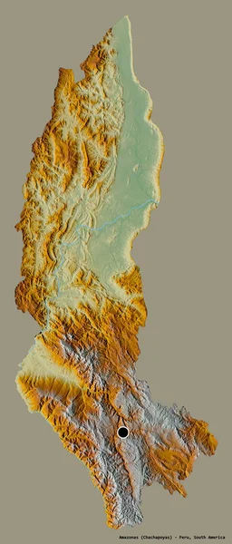 Forme Amazonas Région Pérou Avec Capitale Isolée Sur Fond Couleur — Photo