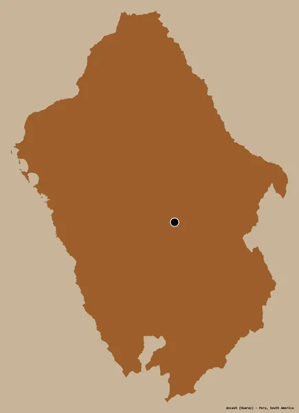 Form Ancash Regionen Peru Med Sin Huvudstad Isolerad Solid Färg — Stockfoto
