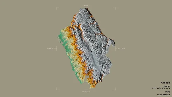 Área Ancash Região Peru Isolada Fundo Sólido Uma Caixa Delimitadora — Fotografia de Stock