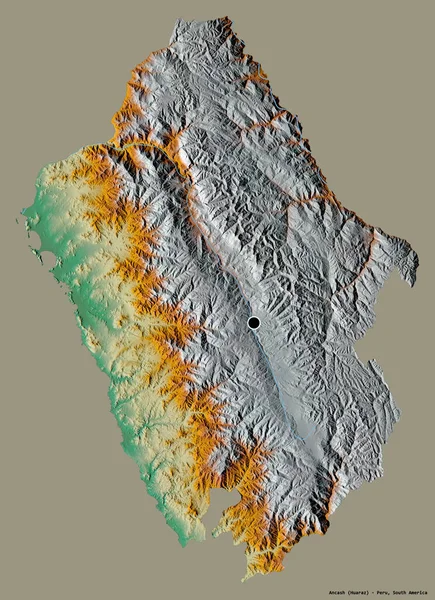 Forma Ancash Regione Del Perù Con Sua Capitale Isolata Uno — Foto Stock