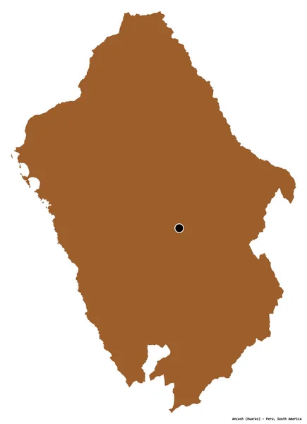 Σχήμα Του Ancash Περιοχή Του Περού Κεφάλαιό Του Απομονωμένο Λευκό — Φωτογραφία Αρχείου