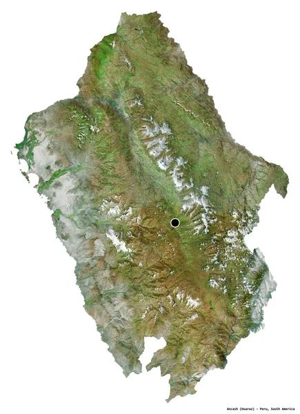 Форма Анкаш Перуанська Область Столицею Ізольованою Білому Тлі Супутникові Знімки — стокове фото