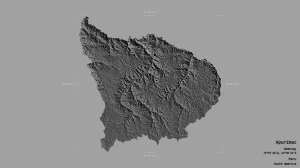 秘鲁Apurimac地区 在一个地理参照框的坚实背景上被隔离 Bilevel高程图 3D渲染 — 图库照片