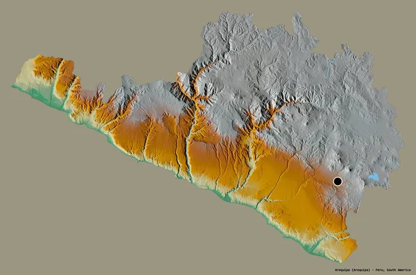 Form Arequipa Regionen Peru Med Sin Huvudstad Isolerad Solid Färg — Stockfoto
