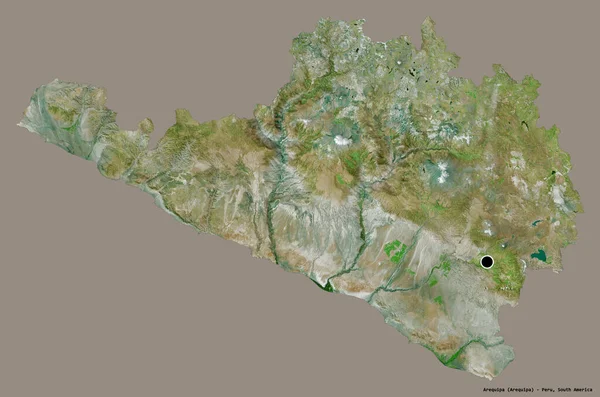 Forma Arequipa Região Peru Com Sua Capital Isolada Fundo Cor — Fotografia de Stock