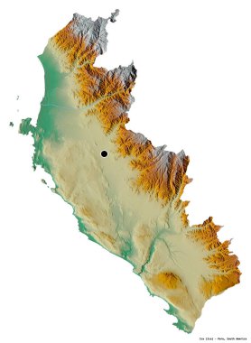 Peru 'nun Ica bölgesi, başkenti beyaz arka planda izole edilmiş. Topografik yardım haritası. 3B görüntüleme