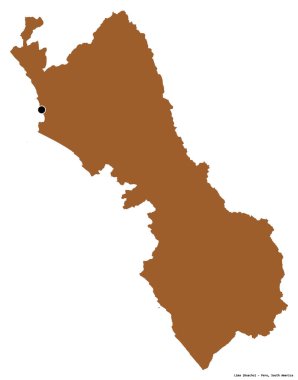 Lima, Peru bölgesi, başkenti beyaz arka planda izole edilmiş. Desenli dokuların bileşimi. 3B görüntüleme