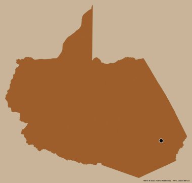 Peru 'nun başkenti Madre de Dios' un katı renk arkaplanı ile izole edilmiş hali. Desenli dokuların bileşimi. 3B görüntüleme