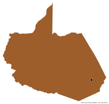 Peru 'nun başkenti Madre de Dios' un beyaz arka planda izole edilmiş hali. Desenli dokuların bileşimi. 3B görüntüleme