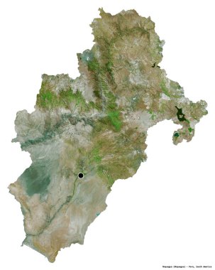 Peru 'nun başkenti Moquegua' nın beyaz arka planda izole edilmiş hali. Uydu görüntüleri. 3B görüntüleme