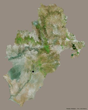 Peru 'nun başkenti Moquegua' nın katı renk arkaplanı ile izole edilmiş hali. Uydu görüntüleri. 3B görüntüleme
