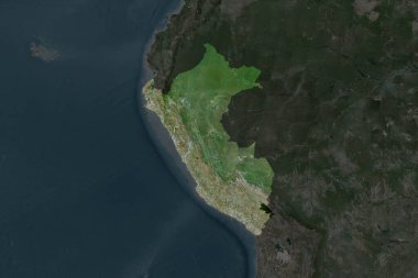 Peru 'nun şekli, komşu bölgelerin dedoygunluğuyla ayrılır. Uydu görüntüleri. 3B görüntüleme