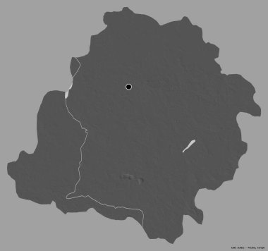 Tuhaf bir şekil, Polonya 'nın Voyvoda' lığı, sermayesi katı renk arka planında izole edilmiş. Çift seviyeli yükseklik haritası. 3B görüntüleme