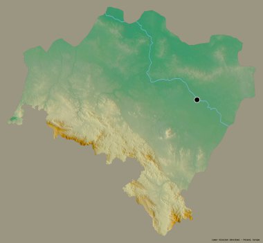 Aşağı Silezya 'nın şekli, Polonya' nın Voyvoda 'lığı, başkenti katı bir renk arkaplanı ile izole edilmiş. Topografik yardım haritası. 3B görüntüleme