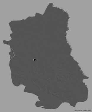 Lublin 'in şekli, Polonya' nın Voyvoda 'lığı, başkenti katı renk arka planında izole edilmiş. Çift seviyeli yükseklik haritası. 3B görüntüleme