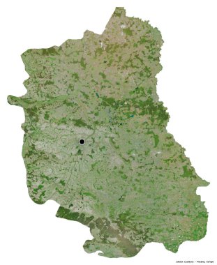 Lublin 'in şekli, Polonya Voyvoda' sı, başkenti beyaz arka planda izole edilmiş. Uydu görüntüleri. 3B görüntüleme