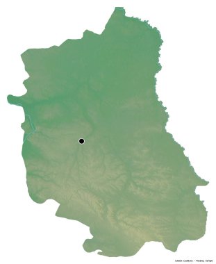 Lublin 'in şekli, Polonya Voyvoda' sı, başkenti beyaz arka planda izole edilmiş. Topografik yardım haritası. 3B görüntüleme