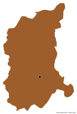 Lubusz 'un şekli, Polonya Voyvoda' sı, başkenti beyaz arka planda izole edilmiş. Desenli dokuların bileşimi. 3B görüntüleme