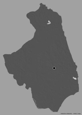 Podlachian 'ın şekli, Polonya' nın Voyvoda 'lığı, başkenti katı bir renk arkaplanı ile izole edilmiş. Çift seviyeli yükseklik haritası. 3B görüntüleme