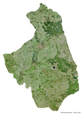 Podlachian 'ın şekli, Polonya Voyvoda' sı, başkenti beyaz arka planda izole edilmiş. Uydu görüntüleri. 3B görüntüleme