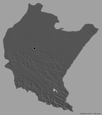 Subcarpathian 'ın şekli, Polonya' nın Voyvoda 'lığı, sermayesi katı renk arka planında izole edilmiş. Çift seviyeli yükseklik haritası. 3B görüntüleme
